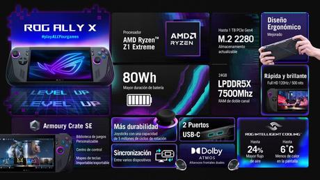 Con el doble de batería, más memoria RAM y un diseño renovado: llega a Chile la nueva ROG Ally X ROG Ally x.