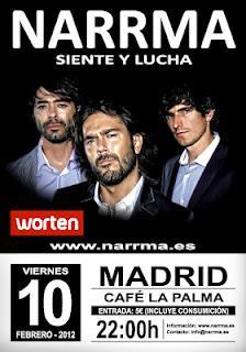 NARRMA Estarán El 10 de Febrero En El Café La Palma (Madrid)