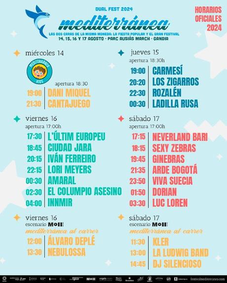 Horarios Mediterránea Festival 2024