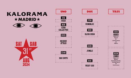 Horarios Kalorama 2024 Sábado