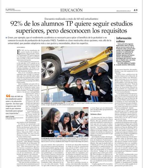 ¿Sabías que 9 de cada 10 estudiantes de 4° medio técnico profesional (TP) no conoce los requisitos para acceder a la gratuidad? ¿O que 2 de cada 5 alumnos piensa erróneamente que sólo puede acceder al beneficio si tiene notas altas en el colegio?. ¿Sabías que 9 de cada 10 estudiantes de 4° medio técnico profesional (TP) no conoce los requisitos para acceder a la gratuidad? ¿O que 2 de cada 5 alumnos piensa erróneamente que sólo puede acceder al beneficio si tiene notas altas en el colegio?.