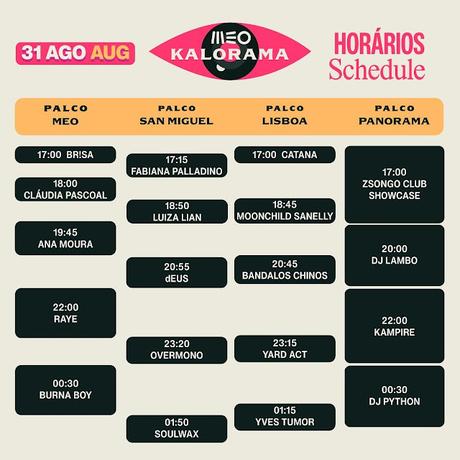 Horarios Meo Kalorama 2024