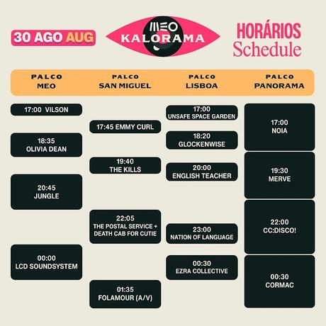 Horarios Meo Kalorama 2024