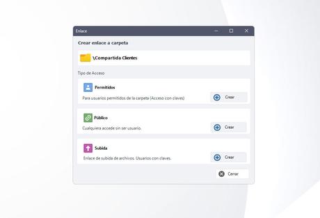 Tipos de enlaces a carpeta que podemos crear.