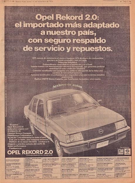 Opel Rekord 2.0 comercializado por los concesionarios GMODC en 1979 Opel Rekord 2.0 comercializado por los concesionarios GMODC en 1979