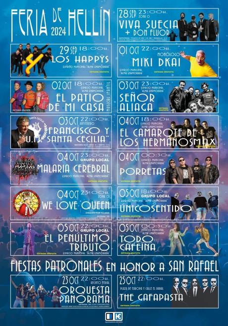 Viva Suecia, Francisco, We love Queen y Porretas, entre las 14 actuaciones musicales de la Feria de Hellín 2024