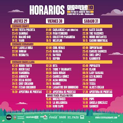 Horarios Festival Gigante 2024