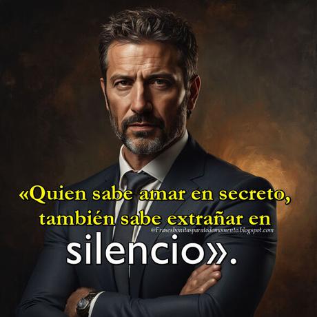 -«Quien sabe amar en secreto, también sabe extrañar en silencio». -«Quien sabe amar en secreto, también sabe extrañar en silencio».
