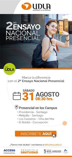 Se comparte invitación para el 2° Ensayo Nacional presencial PAES para 1°, 2°, 3°, 4° y egresados de la Universidad de las Américas.