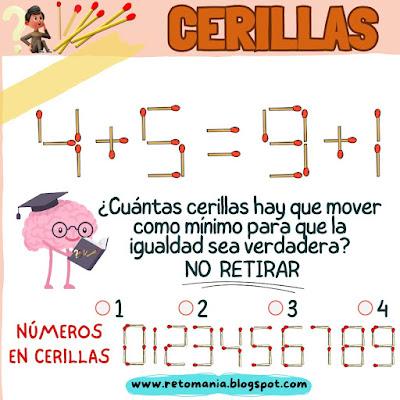 Desafíos matemáticos, Retos matemáticos, Juegos en el Aula, Gimnasia matemática, Gimnasia cerebral, Gimnasia para el Cerebro, Acertijos, Acertijos visuales, Retos visuales, Cerillas, Retos con Cerillas, Juegos con Cerillas, Retos con palillos, Juegos con Palillos, Pensamiento matemáticos, Pasatiempos