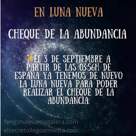 Luna Nueva 3 de Septiembre Cheque de la Abundancia