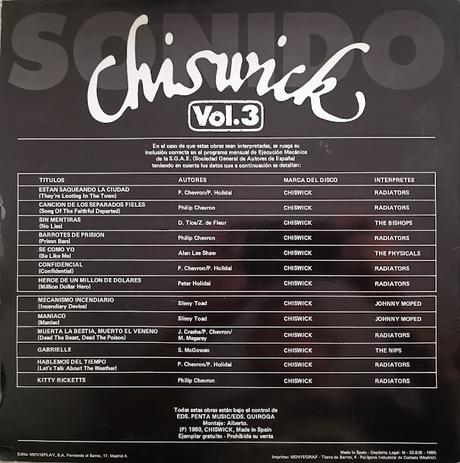 VA -Sonido Chiswick Vol 3 LP 1980