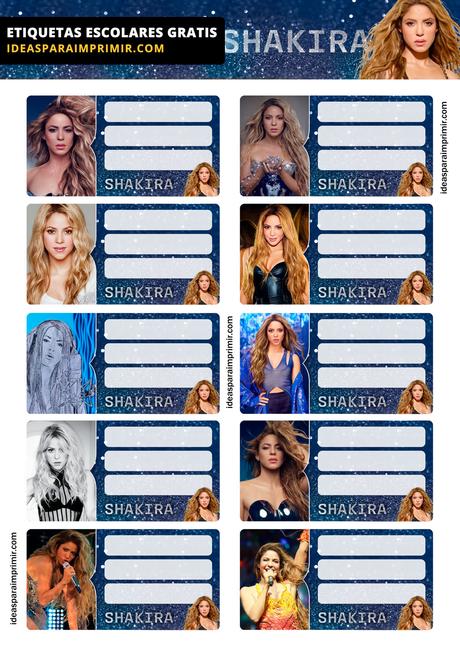 [+10] Etiquetas escolares de SHAKIRA GRATIS para editar e imprimir!