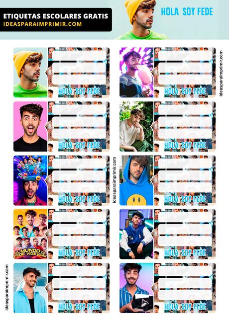 [+10] Etiquetas escolares de FEDE VIGEVANI GRATIS para editar e imprimir!