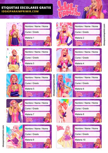 [+10] Etiquetas escolares de LULI PAMPÃN GRATIS para editar e imprimir!