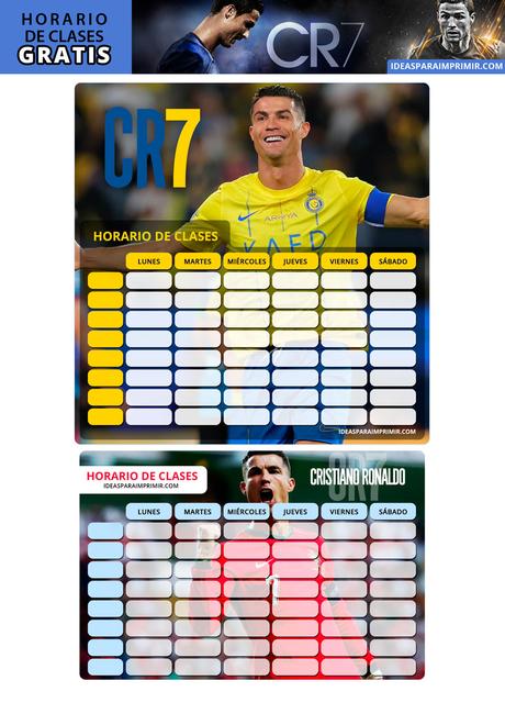 ¡GRATIS! Horarios de Clases de CRISTIANO RONALDO (CR7) para imprimir ¡GRATIS! Horarios de Clases de CRISTIANO RONALDO (CR7) para imprimir