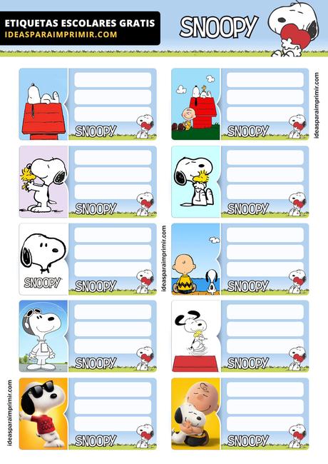 [+10] Etiquetas escolares de SNOOPY GRATIS para editar e imprimir!