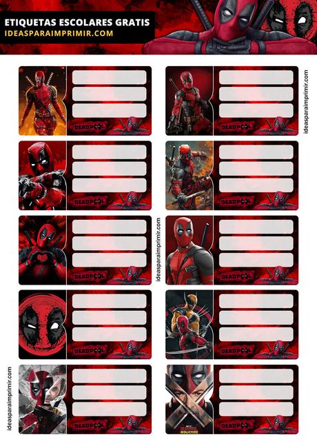 [+10] Etiquetas escolares de DEADPOOL GRATIS para editar e imprimir!