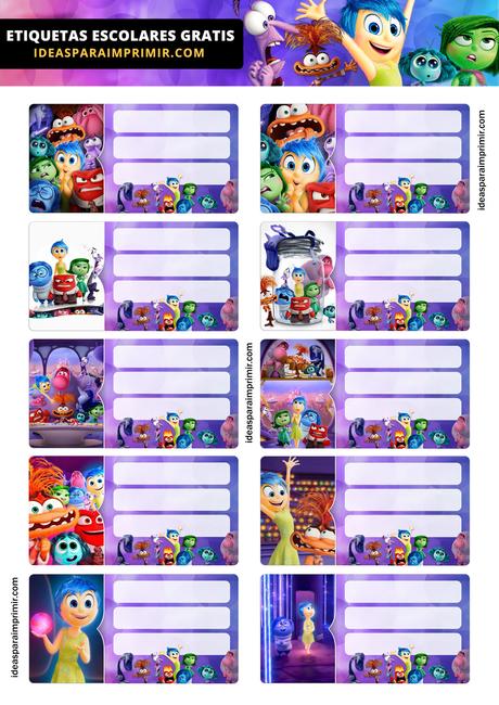 [+10] Etiquetas escolares de INTENSAMENTE 2 GRATIS para editar e imprimir!