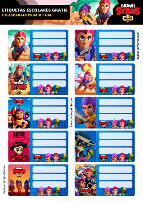 [+10] Etiquetas escolares de BRAWL STARS GRATIS para editar e imprimir!