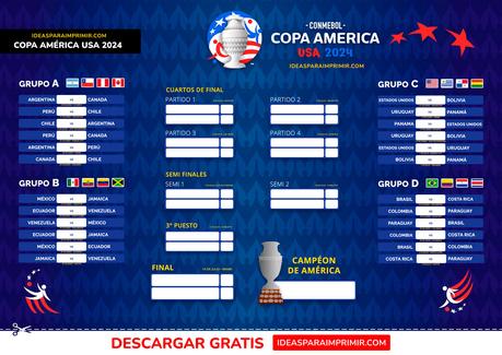 Fixture Copa América 2024 en PDF para descargar e imprimir gratis Fixture Copa América 2024 en PDF para descargar e imprimir gratis