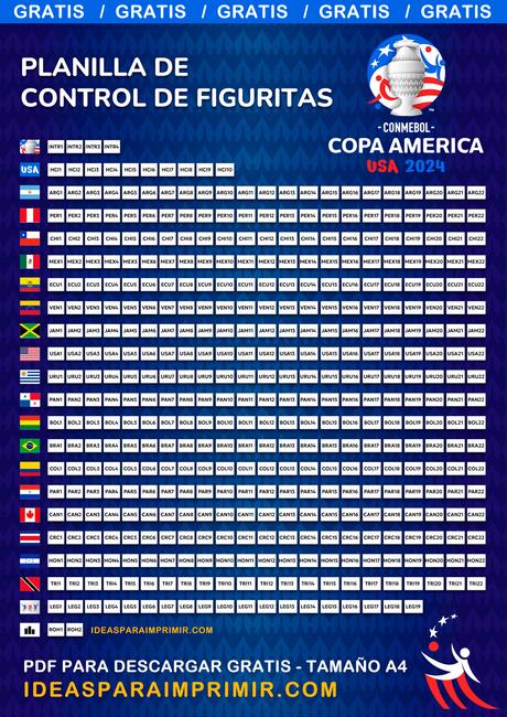 *GRATIS* Planilla de control de figuritas Copa AmÃ©rica USA 2024.