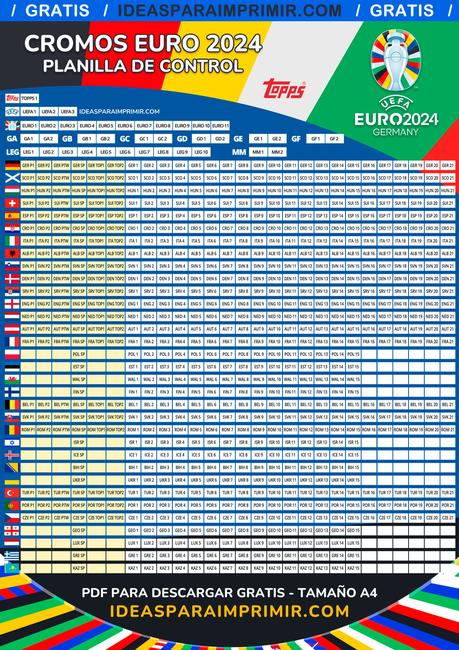 *GRATIS* Planilla de control de Cromos Euro 2024 (Ãlbum Topps) *GRATIS* Planilla de control de Cromos Euro 2024 (Ãlbum Topps)