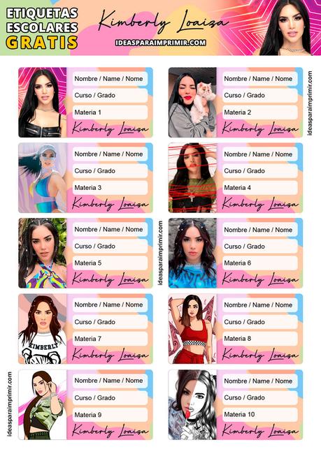 [+10] Etiquetas escolares de KIMBERLY LOAIZA GRATIS para editar e imprimir!
