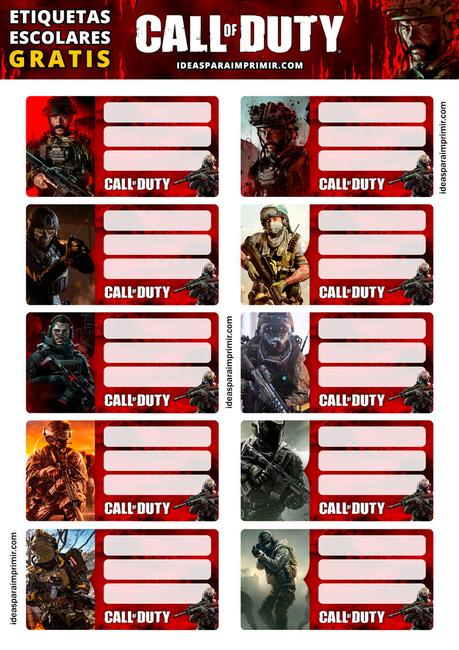 [+10] Etiquetas escolares de CALL OF DUTY GRATIS para editar e imprimir!