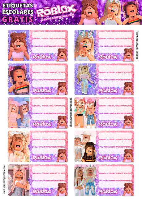 [+10] Etiquetas escolares de ROBLOX NIÃAS GRATIS para editar e imprimir!