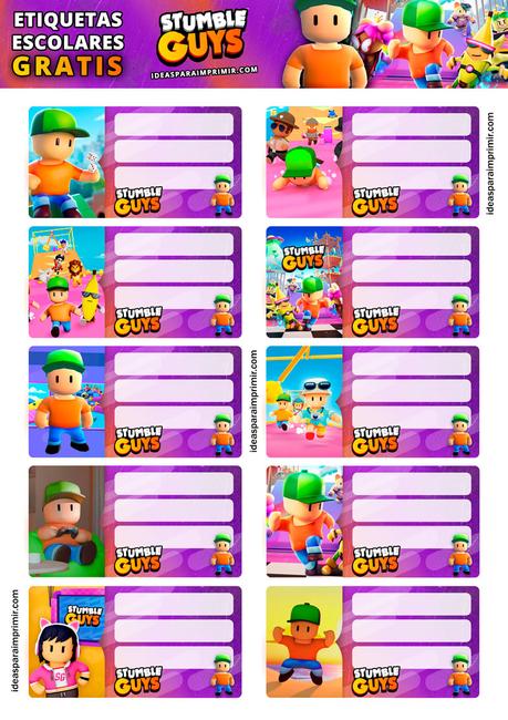 [+10] Etiquetas escolares de STUMBLE GUYS GRATIS para editar e imprimir!