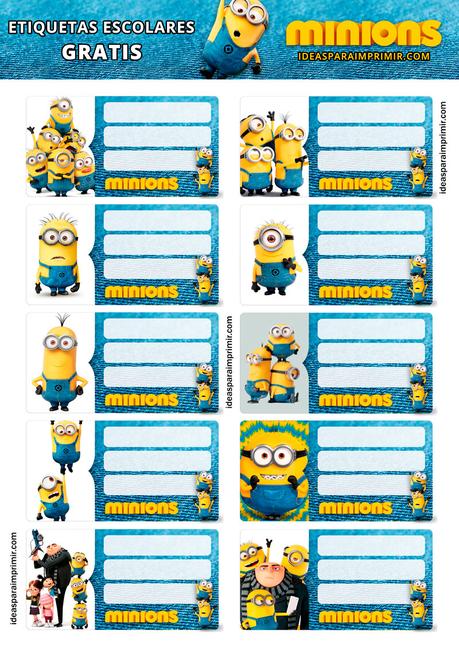 [+10] Etiquetas escolares de MINIONS GRATIS para editar e imprimir!