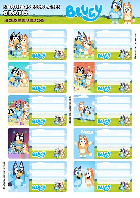 [+10] Etiquetas escolares de BLUEY GRATIS para editar e imprimir!