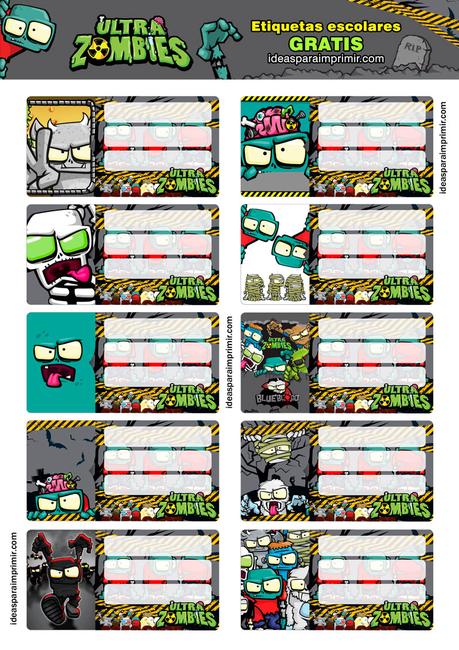 [+10] Etiquetas escolares de ULTRA ZOMBIES GRATIS para editar e imprimir!