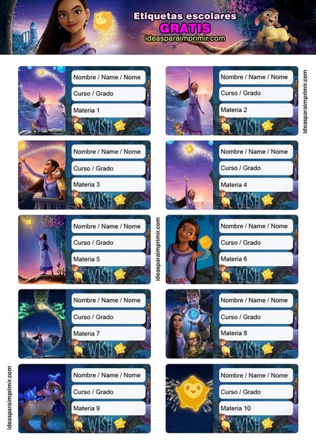 [+10] Etiquetas escolares de WISH GRATIS para editar e imprimir!
