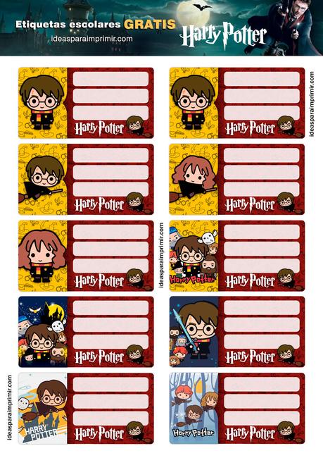[+20] Etiquetas escolares de HARRY POTTER GRATIS para editar e imprimir!