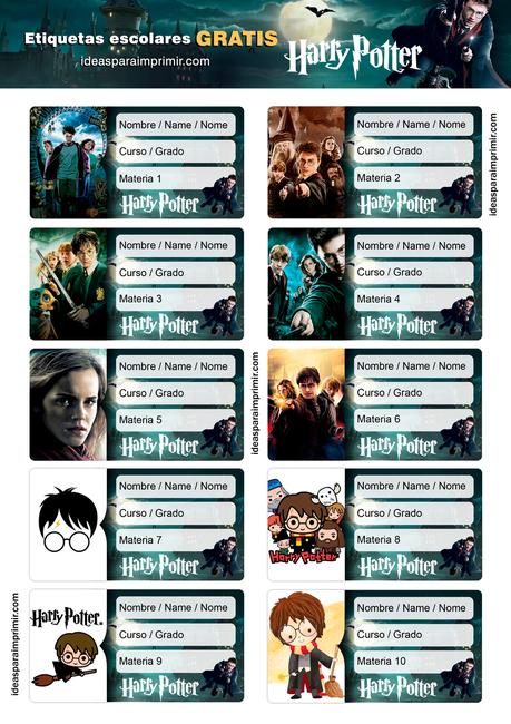 [+20] Etiquetas escolares de HARRY POTTER GRATIS para editar e imprimir!