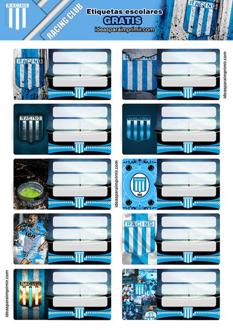 [+10] Etiquetas escolares de RACING CLUB GRATIS para editar e imprimir!