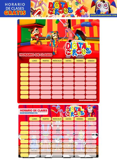 ¡GRATIS! Horarios de Clases de EL ASOMBROSO CIRCO DIGITAL (Digital Circus) para imprimir ¡GRATIS! Horarios de Clases de EL ASOMBROSO CIRCO DIGITAL (Digital Circus) para imprimir