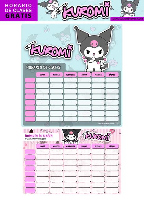 Â¡GRATIS! Horarios de Clases de KUROMI para imprimir