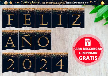 Banderines FELIZ AÃO NUEVO para imprimir gratis