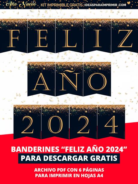 Banderines FELIZ AÃO NUEVO para imprimir gratis