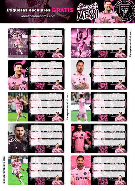 [+10] Etiquetas escolares de MESSI INTER MIAMI GRATIS para editar e imprimir!