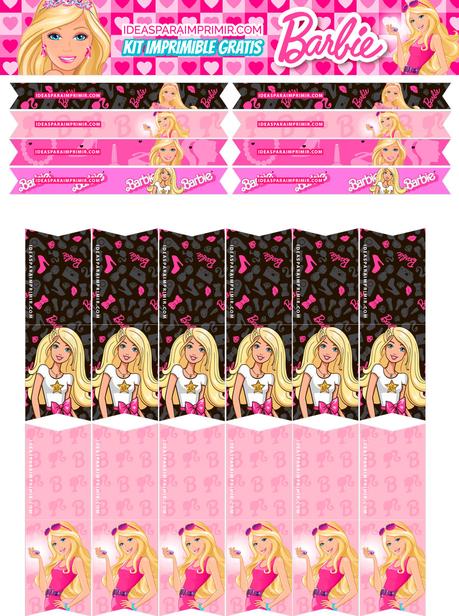 KIT de cumpleaÃ±os de BARBIE imprimible GRATIS. Incluye invitaciones editables!!