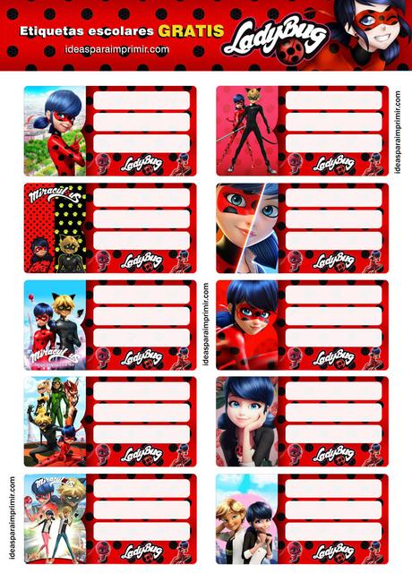 [+10] Etiquetas escolares de MIRACULOUS LADYBUG (GRATIS) para editar e imprimir!