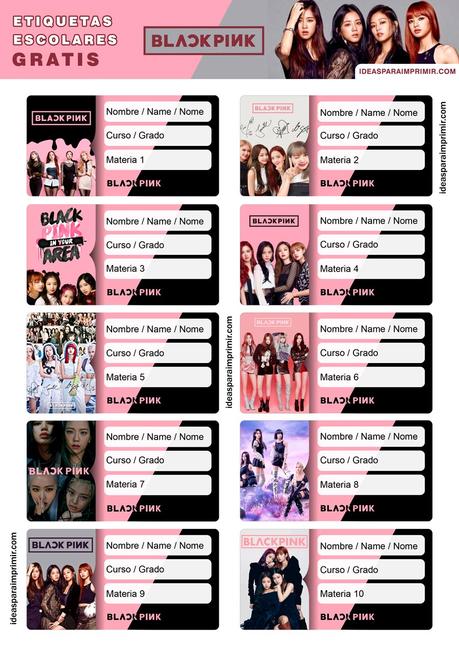 [+10] Etiquetas escolares de BLACK PINK GRATIS para editar e imprimir!