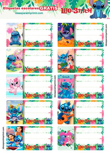 [+10] Etiquetas escolares de LILO & STITCH (GRATIS) para editar e imprimir!