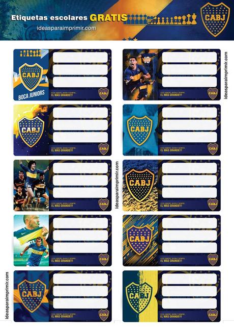 [+10] Etiquetas escolares de BOCA Juniors (GRATIS) para editar e imprimir!