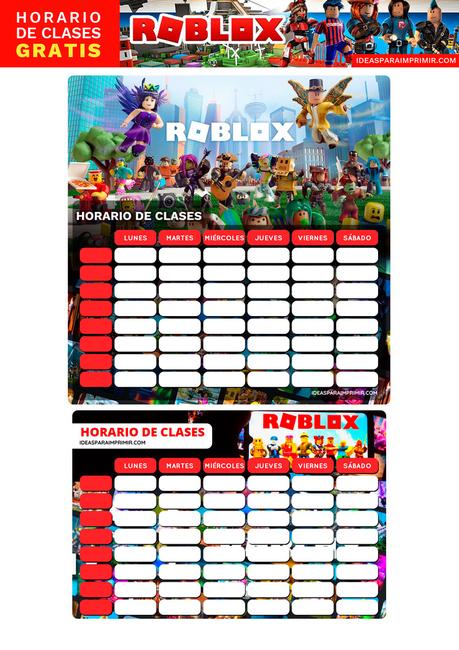 ¡GRATIS! Horarios de Clases de ROBLOX para imprimir ¡GRATIS! Horarios de Clases de ROBLOX para imprimir