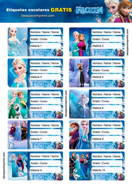 [+10] Etiquetas escolares de FROZEN II (GRATIS) para editar e imprimir!